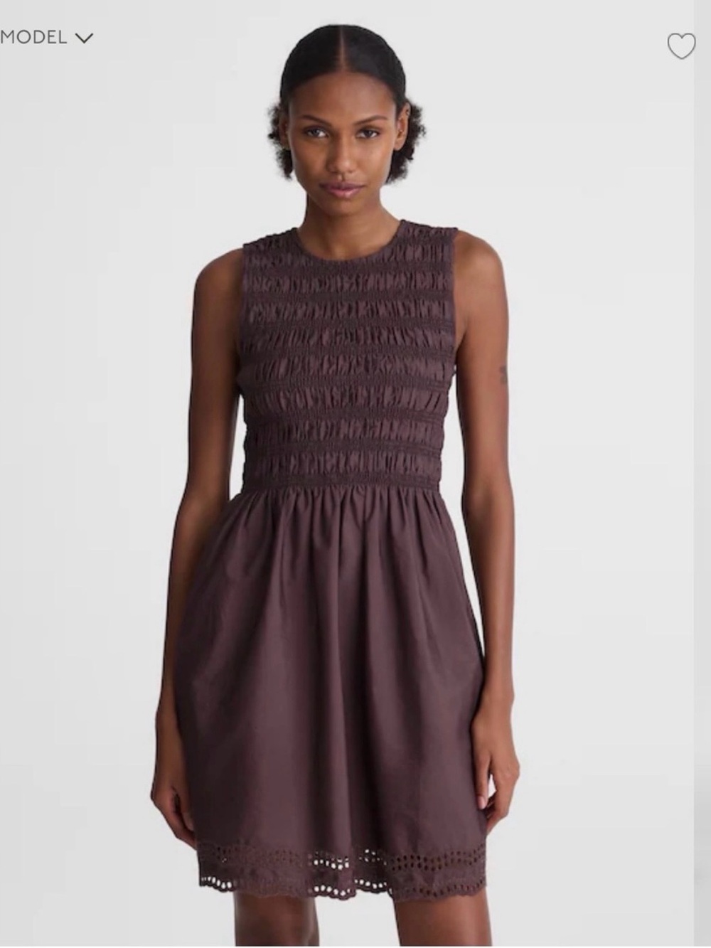 Madewell sz M.    Sleeveless Smocked Waist Brown Dress